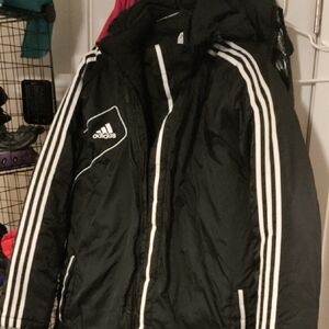adidas Black Jacket with White Stripe Accents